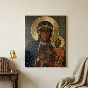 Obraz do salonu Matka Boska Częstochowska 40x50 cm na płótnie - Królowa Polski