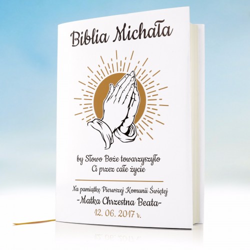 Biblia z nadrukiem dedykacji na komunię - Światłość wiary