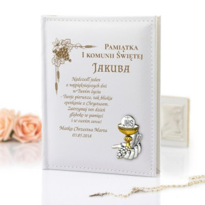 Album na zdjęcia z kielichem i grawerem na komunię - Liturgia