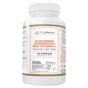 Glukozamina Chondroityna MSM i WItamina C Alto Pharma Mocne kości, stawy i mięśnie - 120 kapsułek
