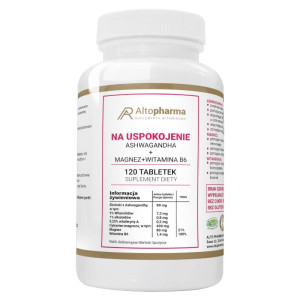 Na uspokojenie Ashwaganda + Magnez + Witamina B6 Alto Pharma - 120 tabletek