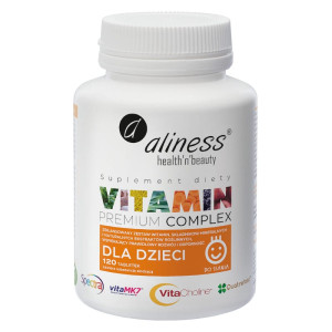 Vitamin Premium Complex dla dzieci Aliness - Wspiera rozwój i odporność - 120 tabletek do ssania