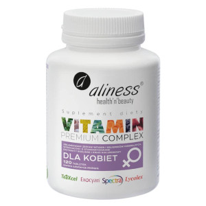 Vitamin Premium Complex dla kobiet Wzbogacony o kwas hialuronowy Aliness - 120 tabletek