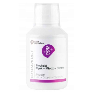 Biochelat Zn-Cu-Cr Uzupełnia niedobory cynku, miedzi i chromu Invex Remedies – 150 ml