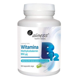Witamina B12 Methylcobalamin 950 µg Aliness - Biologiczna, aktywna formuła B12 - 100 kapsułek