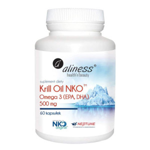 Krill Oil NKO - Omega 3 (EPA, DHA) z Astaksantyną 500 mg Aliness - 60 kapsułek