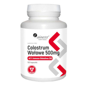 Colostrum Wołowe 500 mg 40% Immuno Globulinses (IG) Aliness - 100 kapsułek