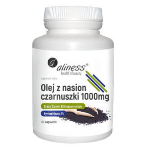 Olej z nasion czarnuszki 2% 1000 mg Aliness - Reguluje poziom glukozy we krwi - 60 kapsułek