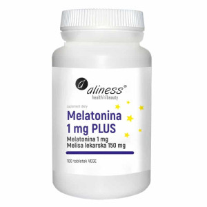 Melatonina 1 mg PLUS Melisa lekarska 150 mg Aliness - Zdrowy i spokojny sen - 100 tabletek