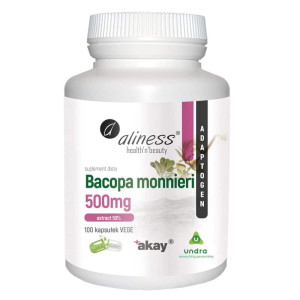 Bacopa monnieri extract 50%, 500 mg Aliness - Poprawia pamięć - 100 kapsułek