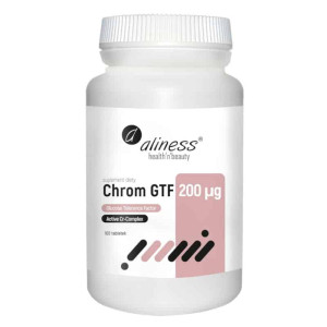 Chrom GTF Active Cr-Complex 200 µg Aliness - Wspomaga procesy metaboliczne - 100 tabletek
