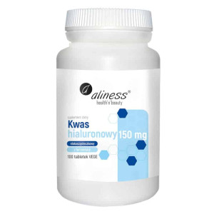 Kwas hialuronowy niskocząsteczkowy 150 mg Aliness - Źródło jędrności i nawilżenia - 100 tabletek