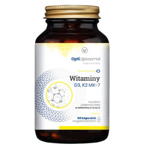Witaminy D3, K2-MK7 Opti Liposomal NaturDay - Uzupełnia dietę w witaminy K oraz D - 60 kapsułek