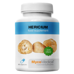 Hericium Soplówka jeżowata 500 mg MycoMedica - Wsparcie układu pokarmowego - 90 kapsułek