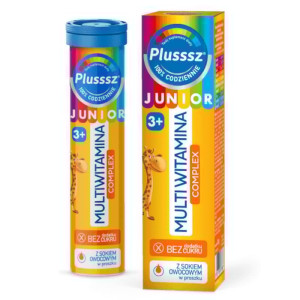 Plusssz JUNIOR Multiwitamina Complex Polski Lek - 20 tabletek musujących o smaku tropikalnym