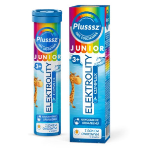 Plusssz JUNIOR Elektrolity Complex Polski Lek - 20 tabletek musujących o smaku pomarańczowym