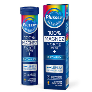 Plusssz 100% Magnez Forte + B-Complex  Polski Lek - 20 tabletek musujących o smaku pomarańcza - grejpfrut