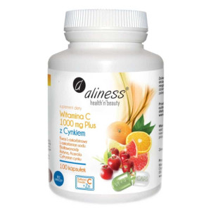 Witamina C 1000 mg Plus z Cynkiem Aliness - Wzbogacona o Acerole oraz Rutynę - 100 kapsułek