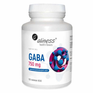 Gaba 750 mg Aliness - Zawiera Wysokiej jakości kwas gamma-aminomasłowy - 100 tabletek