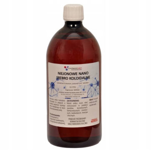 Niejonowe nano srebro koloidalne Ag 50 ppm Hadwao - Oczyszcza i łagodzi podrażnienia - 1000 ml