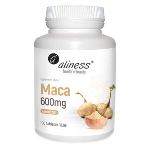 Maca ekstrakt 10:1 600mg Aliness - Wspiera sprawność seksualną i płodność - 100 tabletek