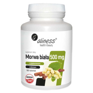 Morwa biała 4:1 500 mg Aliness - Z cynamonowcem i chromem - 180 tabletek