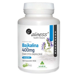 Bajkalina (Tarczyca bajkalska) Extract 85% 400 mg Aliness - Wspomaga stawy, mięśnie i ścięgna - 100 kapsułek