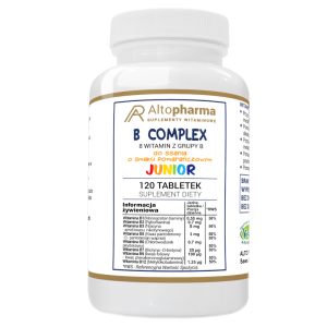 B Complex Junior Alto Pharma - 8 Witamin z grupy B - 120 tabletek do ssania o smaku pomrańczowym