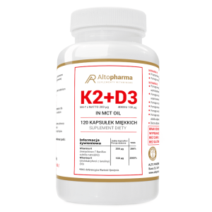 Witaminy K2 + D3 4000UI z olejem kokosowym MCT Alto Pharma - 120 kapsułek