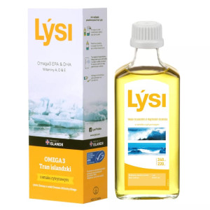 Tran islandzki Lysi – Z wątroby dorsza o smaku cytrynowym - 240 ml