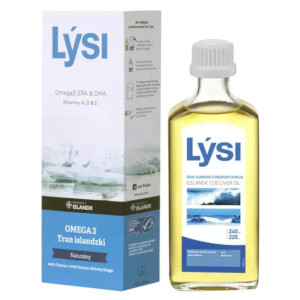 Tran islandzki Lysi - Z wątroby dorsza naturalny - 240 ml