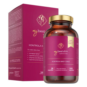 MyBestSlim Kontrola masy ciała MyBestPharm Nowa ulepszona formuła 28 składników – 180 kapsułek