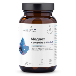 Magnez + Witamina B6 Aura Herbals - Wsparcie dla  prawidłowego funkcjonowania układu nerwowego - 60 kapsułek