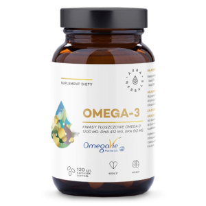 Omega 3 Aura Herbals 1200 mg - Wspiera zdrowie serca, mózgu i oczu - 120 kapsułek softgel