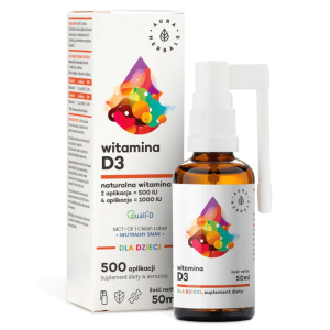 Witamina D3 dla dzieci na bazie oleju MCT z kokosa Aura Herbals - 50 ml areozol