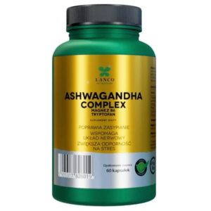 ASHWAGANDHA COMPLEX  Lanco - Wzmocniona o Magnez, B6 i Tryptofan - 60 kapsułek