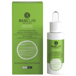 Antyoksydacyjne serum wyrównujące z wit. C 15% BASICLAB - Rozświetlenie i Wyciszenie - 30 ml