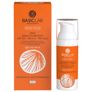 Lekki krem ochronny SPF50 BASICLAB - Prewencja i Antyoksydacja - 50 ml