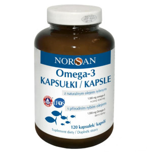 Norsan Omega-3 Kapsułki z naturalnym olejem rybnym z mięsa ryb - 120 kapsułek