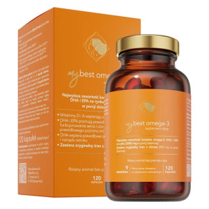 MyBestOmega-3 Kwasy Omega-3 DHA i EPA Wspierają układ krążenia MyBestPharm - 120 kapsułek