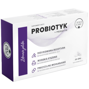 Zdrowe Jelita Aura Care - Probiotyk + prebiotyk - 30 kapsułek