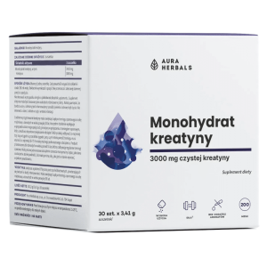 Monohydrat kreatyny Aura Herbals - Wsparcie wydolności fizycznej - 30 saszetek