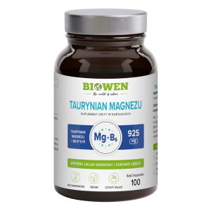 Taurynian magnezu Biowen - Z witaminą B6 - 100 kapsułek