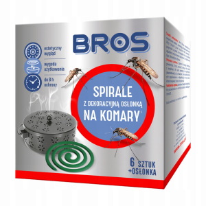 Bros Spirale dekoracyjne na komary z osłonką - Skuteczna ochrona i stylowy wygląd - 6 sztuk plus osłonka