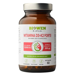 Witamina D3+K2 Forte 12 000 IU Biowen – Wsparcie odporności – 60 kapsułek