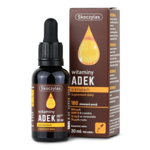 Witaminy ADEK A D3 E K2 MK-7 w kroplach Skoczylas - 30 ml
