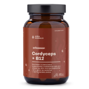 Aura Herbals Mycodrop Cordyceps + B12 - wsparcie zdrowia i energii - 60 kapsułek
