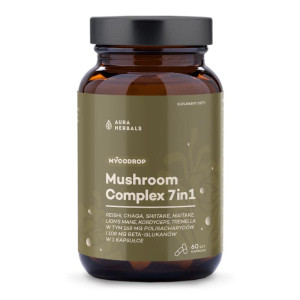 Aura Herbals Mycodrop Mushroom Complex 7w1 - naturalne wsparcie organizmu - 60 kapsułek