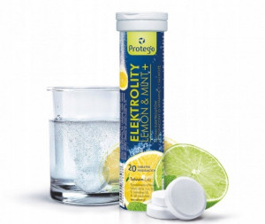 Elektrolity musujące Salvum Protego Elektrolity Lemon&Mint+ - Pomoc w nawodnieniu organizmu - 20 tabletek