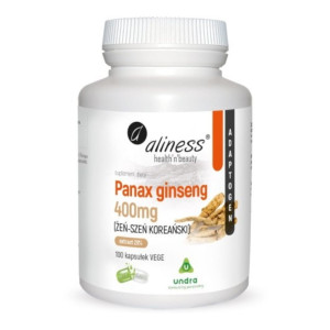 Panax Ginseng ŻEŃ-SZEŃ KOREAŃSKI 400mg Aliness - Wspomaga organizm - 100 kapsułek